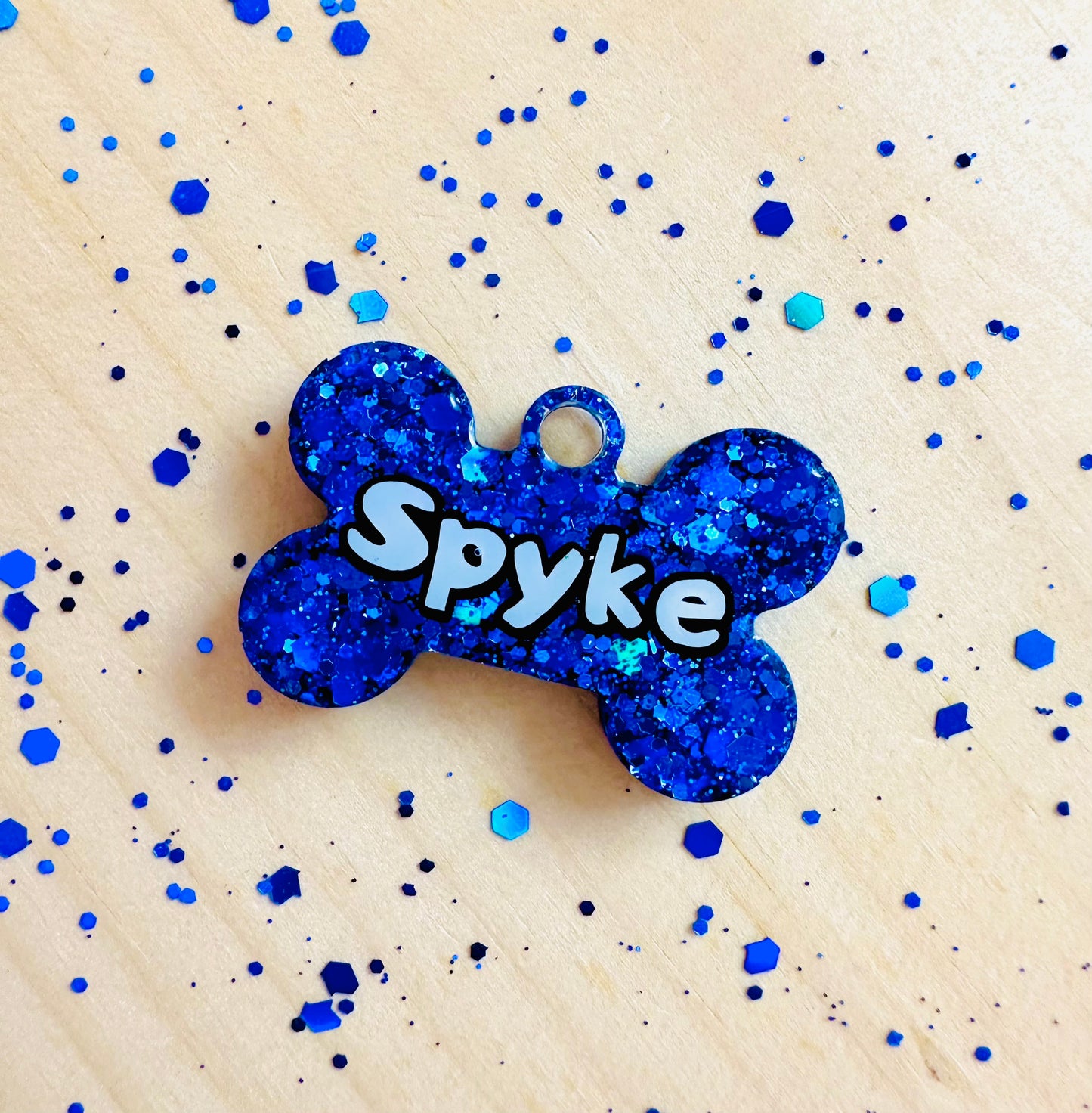 Blue Glitter Tag